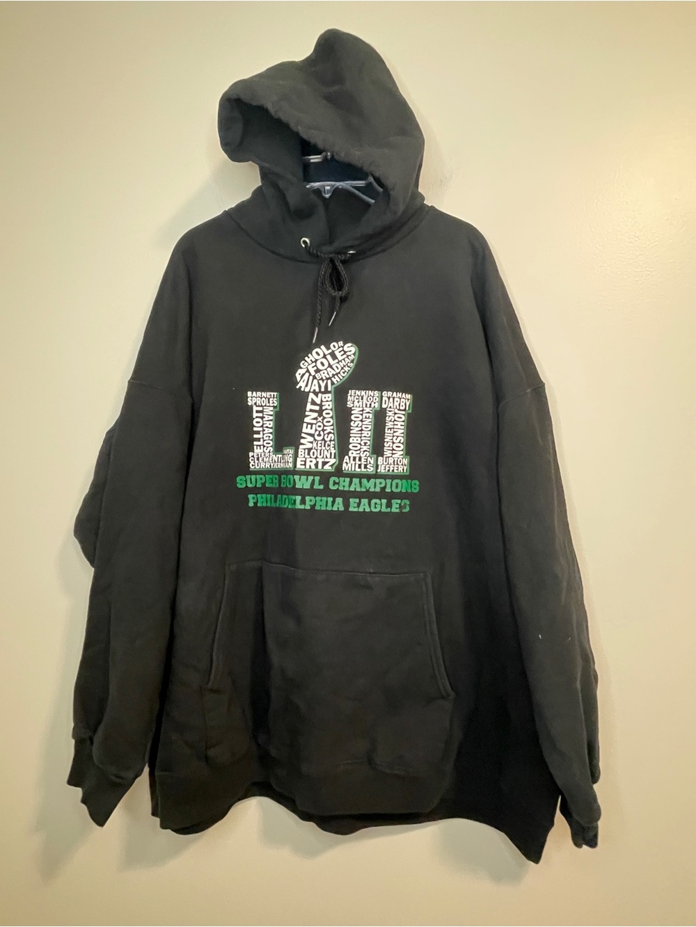 Philadelphia Eagles Super Bowl Champions Player Names Black Hoodie 3XL